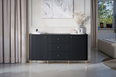 Komoda VESPER s predali, 160 cm, črna