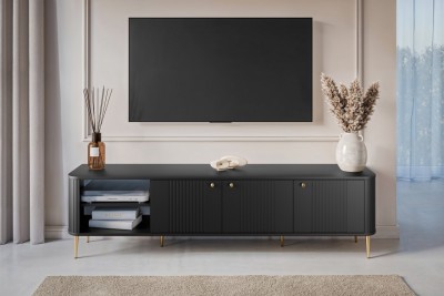 TV omarica VESPER, 187 cm, z odprtim delom, črna