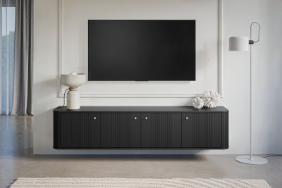 Viseča TV omarica VESPER, 187 cm, črna
