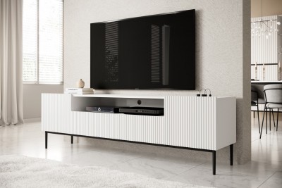 TV omarica NICOLE z odprtim delom, 200 cm, bela