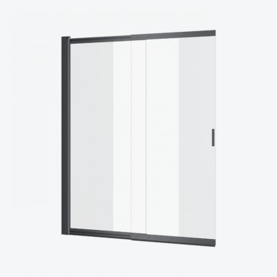 Drsna steklena stena LINEAR za kopalno kad, 110 x 140 cm, brušen grafit