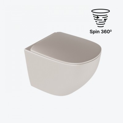 WC školjka LUQA, rimless, z mehkim zapiranjem, mat cappucino