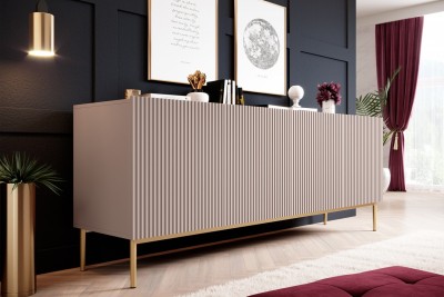 Komoda NICOLE 200 cm, antic roza, zlate noge