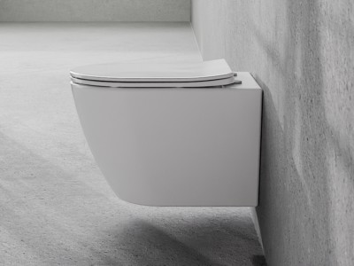 Viseča WC školjka ASPEN in pokrov z mehkim zapiranjem, sijaj bela