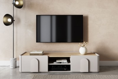 TV omara AMILIO, 170 cm, kašmir/oljen hrast, kašmir ročaji