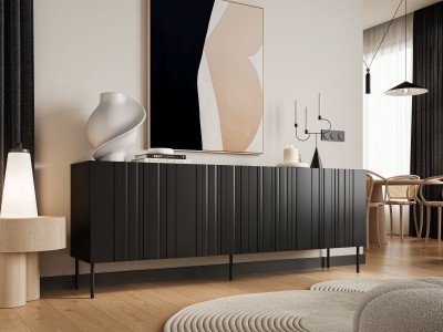 Komoda ISLA, 200 cm, mat črna
