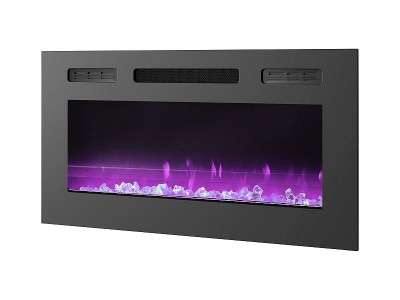 Vgradni električni kamin, LED RGB, črni