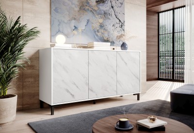 Komoda MARMO,150 cm, beli marmor