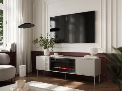 TV omara TRESSE, 180 cm, z možnostjo električnega kamina, bež