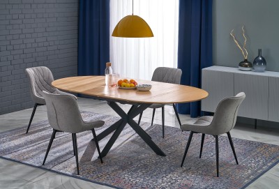 Raztegljiva jedilna miza ACORD, 120-200/120 cm, naravna / črna