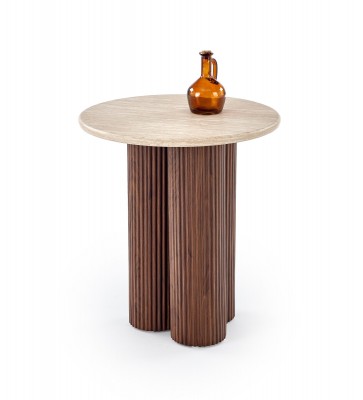 Klubska mizica DOROTEA S, travertin / oreh