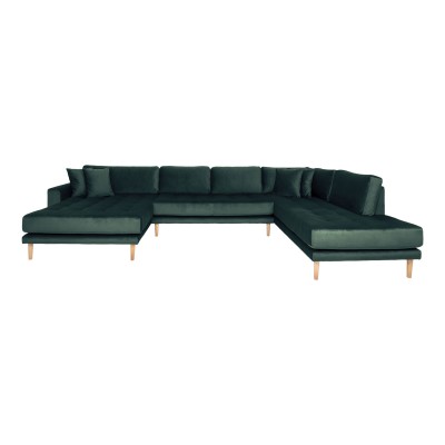 Lido U-Sofa Open End, 370x220 cm, temno zelena