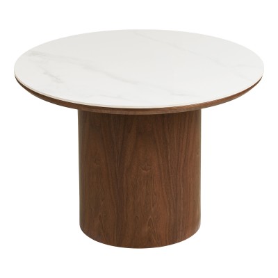 Kavni mizica Noli, 60x60 cm, bela / temno rjava