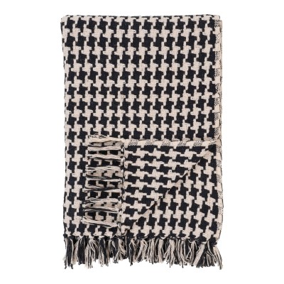 Odeja SIDE Plaid 130 x 180 cm, črna/bež, recikliran bombaž