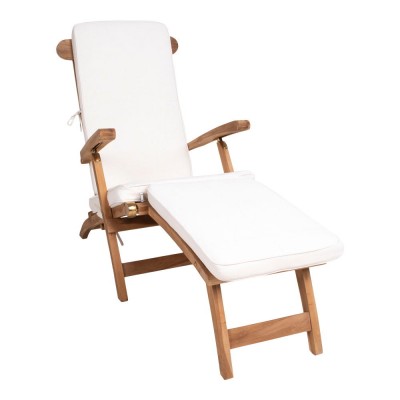 Ležalnik Arrecife s blazino, 60 / 55x150 / 197 cm, naravna / bela