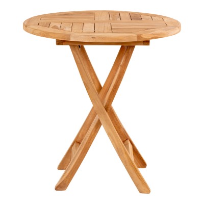 Vrtna kavna mizica Oviedo, ø70x75 cm, teak/naravna