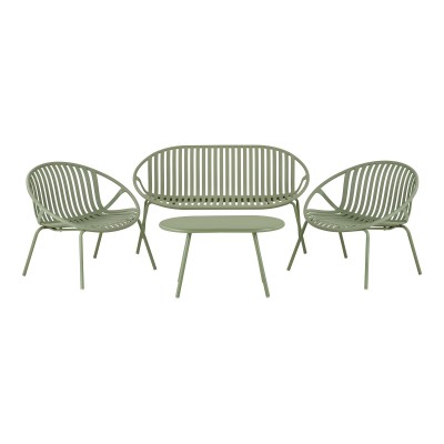 Saly Lounge komplet, 45/79,5/67x80/69/131 cm, zelena