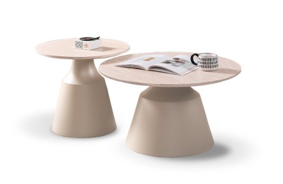 Komplet 2 klubskih mizic ZURICH, travertin / kašmir