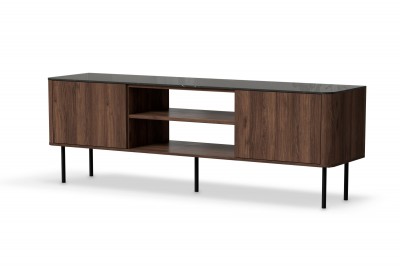 TV omarica SOLANO, 150 cm, oreh dekor Warmia Walnut / črni marmor