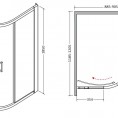 Asimetrična tuš kabina MODERN 185, mat steklo