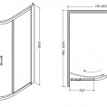 Asimetrična tuš kabina MODERN 185, mat steklo