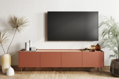 TV omarica DESIN, 220 cm, rdeča/hrast nagano