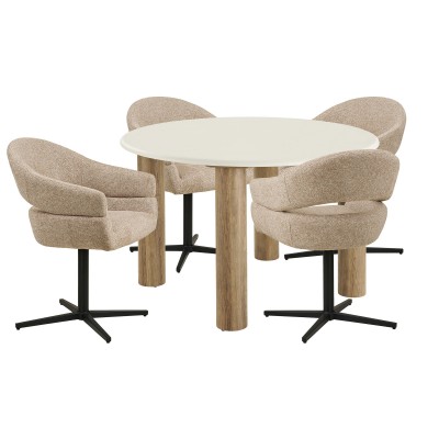 Jedilni komplet Fondi in Dover, 120/58x120/60 cm, pesek / rjava