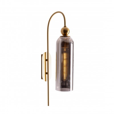 Stenska svetilka Maxlight Campanila, W0333, medenina + dimljeno steklo