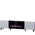 TV omarica PAFOS z možnostjo električnega kamina, 180 cm, bela mat