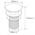 Izlivni ventil za umivalnik CLICK CLACK brez preliva, s keramičnim pokrovom, črna