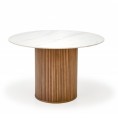 Okrogla miza BRUNO, 120 cm, beli marmor/oreh