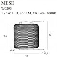 Stenska LED svetilka MESH W0293, zlata/črna