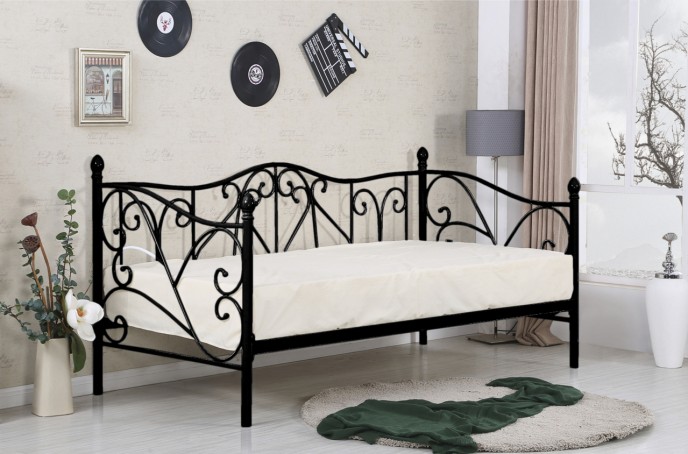 Enojna postelja Sumatra 90x200 cm, črna