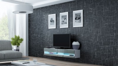 TV omarica z dvižnimi vratci VIGO 140 bela/siva
