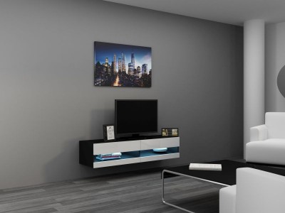 TV omarica z dvižnimi vratci VIGO 140 črna/bela