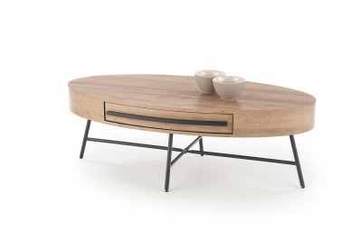 Ovalna klubska mizica CAROLINA, 120/60 cm, hrast/črna