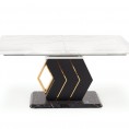 Raztegljiva jedilna miza VINCENZO, beli marmor/črna/zlata