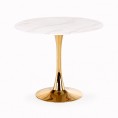 Okrogla miza CASEMIRO, beli marmor/zlata