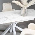 Raztegljiva jedilna miza VIVALDI, beli marmor/bela