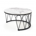 Set 2 klubskih mizic FORMOSA, beli marmor/črna