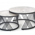 Set 2 klubskih mizic FLAMINGO, sivi marmor/črna