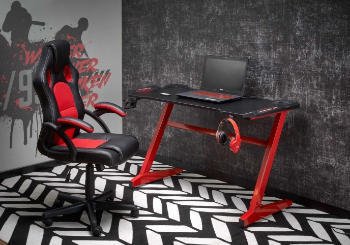 Računalniška miza B49, črna/rdeča