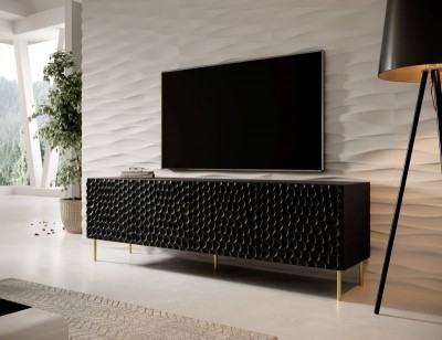 TV omarica HOLE, 190 cm, mat črna
