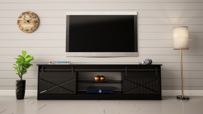 TV omarica GRANERO, 200 cm, črna