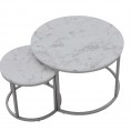 Set dveh klubskih mizic PAOLA, marmor/srebrna
