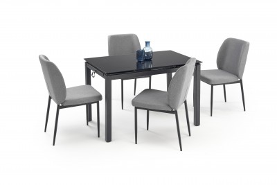 Jedilna garnitura JASPER, miza + 4 stoli, črna/siva
