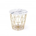 Klubska mizica HARISSA G, zlata/beli marmor