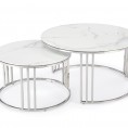 Set dveh klubskih mizic MERCURY, beli marmor/srebrna