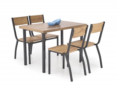 Jedilni set MILTON, miza + 4 stoli, 100×70 cm, naravna/črna