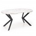 Okrogla raztegljiva jedilna miza PERONI, beli marmor/črna